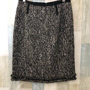 TALBOTS Wool Blend Pencil Skirt Petite size 2P Black & White Boucle Office Siren